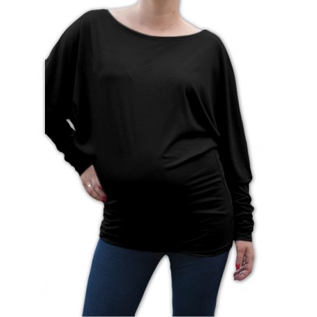 Symetrická těhotenská tunika - černá