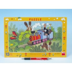 Puzzle deskové Krtek a lokomotiva 29,5x19cm 15 dílků