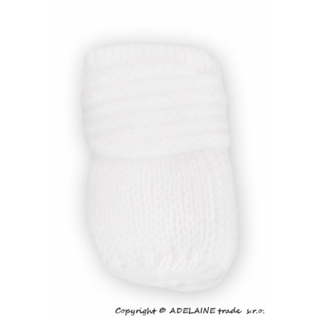 Zimní pletené  kojenecké rukavičky - bílé