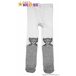 Bavlněné punčocháče Baby Nellys ®  - Kočička šedá/bílá