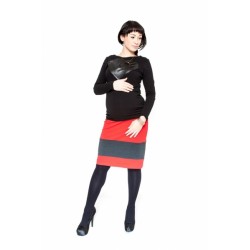Těhotenská sukně Be MaaMaa - LORA červená/grafit