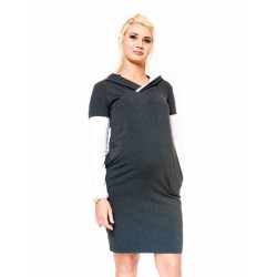 Těhotenské šaty/tunika s kapucí RIA - grafit