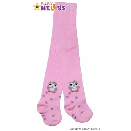 Bavlněné punčocháče Baby Nellys ®  - Sovička růžové