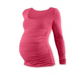 Těhotenské triko JOHANKA s dlouhým rukávem - lososově růžová