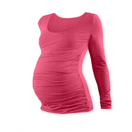 Těhotenské triko JOHANKA s dlouhým rukávem - lososově růžová