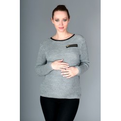 Těhotenský svetřík Molly s ozdobným lemem - šedý
