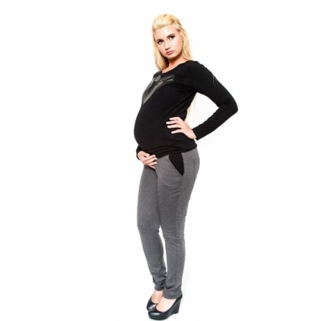 Těhotenské kalhoty  Be MaaMaa - NINA šedá