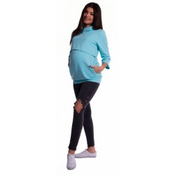 Těhotenské a kojící teplákové triko - mátové
