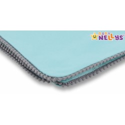 Baby Nellys Letní deka s mini bambulkami, jersey, 100 x 75 cm - mátová/šedý lem
