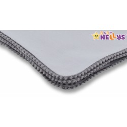 Baby Nellys Letní deka s mini bambulkami, jersey, 100 x 75 cm - šedá/šedý lem
