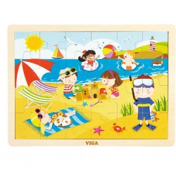 Dětské dřevěné puzzle Viga Léto, Multicolor