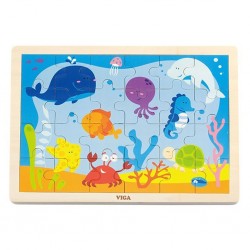 Dětské dřevěné puzzle Viga Oceán, Multicolor