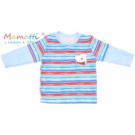 Polo tričko dlouhý rukáv Mamatti - ZEBRA  - sv. modré/barevné pružky