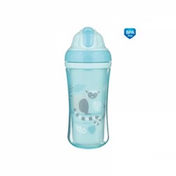 Canpol babies Sportovní láhev se slámkou Lemuři - modrá, 260 ml