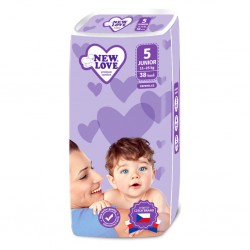 MEGAPACK Dětské jednorázové pleny New Love Premium comfort 5 JUNIOR 11-25 kg 5x38 ks, Bílá
