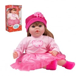 Česky mluvící a zpívající dětská panenka PlayTo Tina 46 cm, Růžová