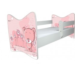 BabyBoo Dětská postýlka LUX Medvídek STYDLÍN růžový 140x70 cm  + ŠUPLÍK