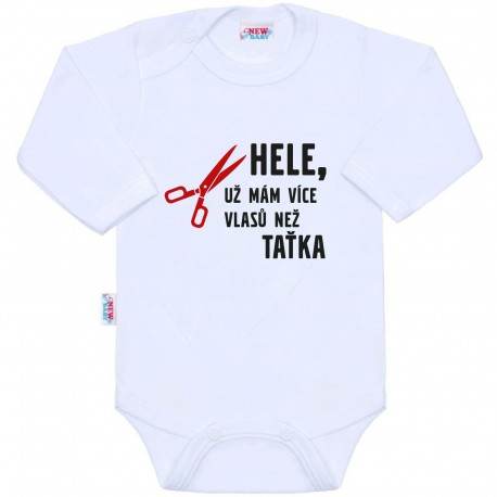 Body s potiskem New Baby Více vlasů než taťka, Bílá, 80 (9-12m)