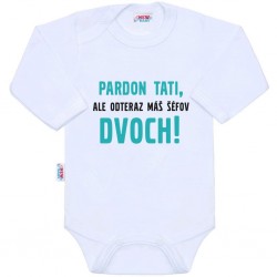 Body s potiskem New Baby Pardon tati,... máš šéfov dvoch!, Bílá, 50