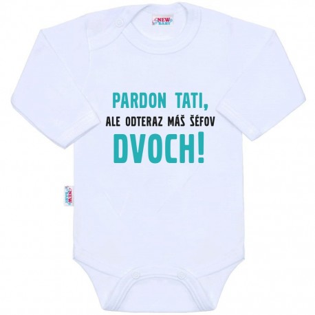 Body s potiskem New Baby Pardon tati,... máš šéfov dvoch!, Bílá, 80 (9-12m)