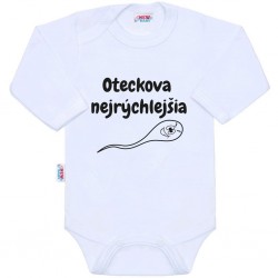 Body s potiskem New Baby Oteckova najrýchlejšia, Bílá, 80 (9-12m)