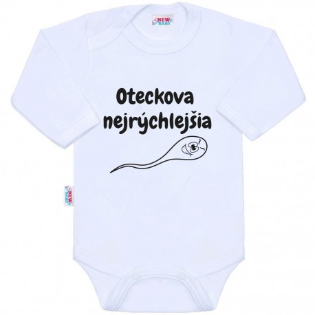 Body s potiskem New Baby Oteckova najrýchlejšia, Bílá, 86 (12-18m)