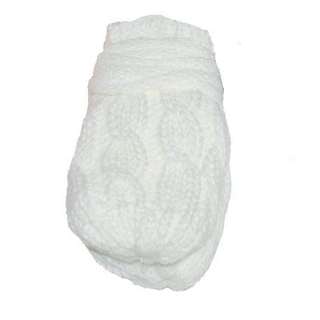 BABY NELLYS Zimní pletené  kojenecké rukavičky se vzorem - bílé