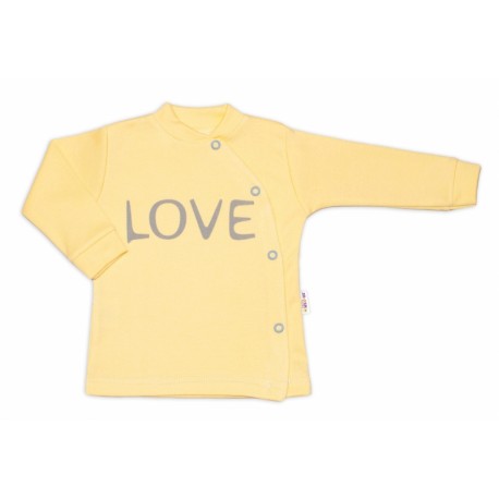 Baby Nellys Bavlněná košilka Love zapínání bokem - žlutá