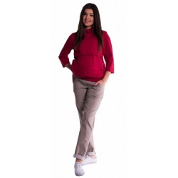 Těhotenské kalhoty letní bez břišního pásu - béžové
