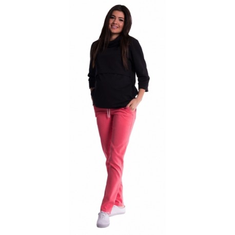 Těhotenské kalhoty s mini těhotenským pásem - růžové
