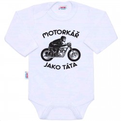 Body s potiskem New Baby Motorkář jako táta, Bílá, 74 (6-9m)