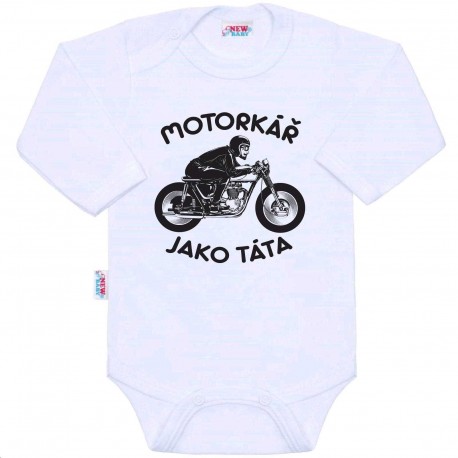 Body s potiskem New Baby Motorkář jako táta, Bílá, 80 (9-12m)