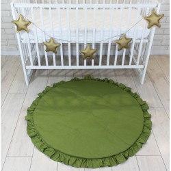 Baby Nellys Dětská hrací podložka, kobereček s volánkem - olivová