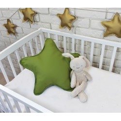 Baby Nellys Dekorační oboustranný polštářek - Hvězdička, 45 cm - olivový, zelený