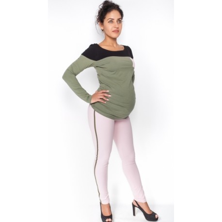 Těhotenské kalhoty s lampasem - sv. růžové