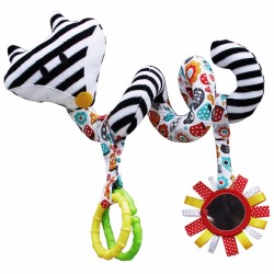 Edukační hračka Hencz s chrastítkem a zrcátkem  - LIŠKA - spirálka -bílo-černá
