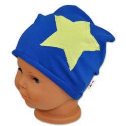 Bavlněná čepička STARS Baby Nellys ® - tm. modrá