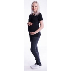 Těhotenské a kojící triko s kapucí, kr. rukáv - černé