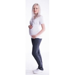 Těhotenské a kojící triko s kapucí, kr. rukáv - bílé