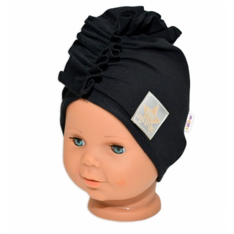 Baby Nellys Jarní/podzimní bavlněná čepice - turban, černá, 1-3 roky