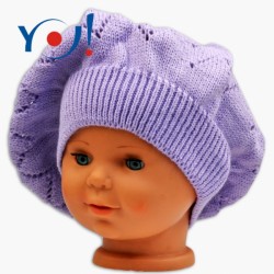 Háčkovaný baret YO ! - lila