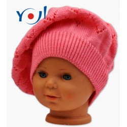 Háčkovaný baret YO ! - růžový