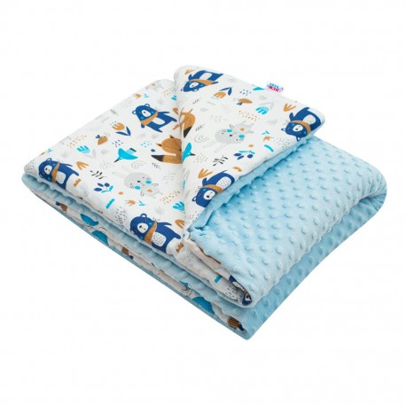 Dětská deka z Minky s výplní New Baby Medvídci modrá 80x102 cm, Modrá