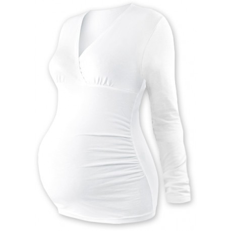 Těhotenské triko/tunika dlouhý rukáv EVA - bílé
