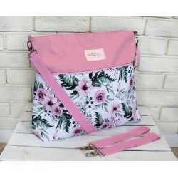Stylová taška na kočárek Baby Nellys Hand Made - Květinky/flowers - růžová, Ce19