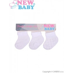 Kojenecké pruhované ponožky New Baby bílé - 3ks, Bílá, 56 (0-3m)