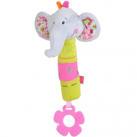 Plyšová pískací hračka s kousátkem Baby Ono sloník, Bílá