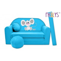 Rozkládací dětská pohovka Nellys ® Myška v modrém