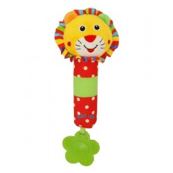 Dětská pískací plyšová hračka s chrastítkem Baby Mix lev, Dle obrázku