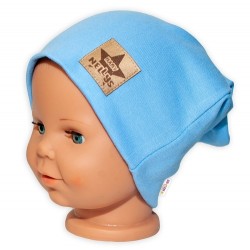 Baby Nellys Hand Made Dětská funkční čepice s dvojitým lemem - sv. modrá